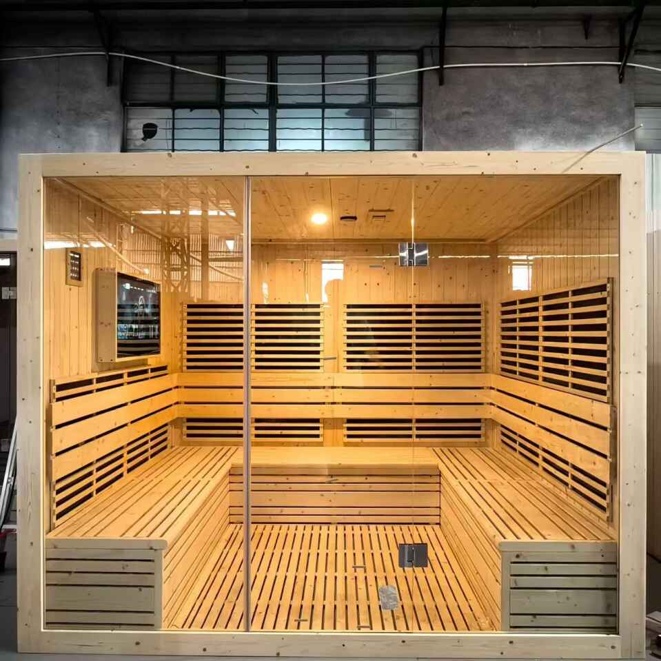 Sauna para 5-10 personas Sala de sauna de infrarrojos lejanos de madera con TV LCD