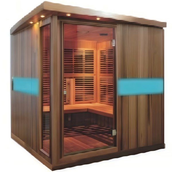 Sala de sauna doméstica para cuatro personas