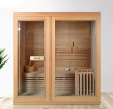 Sauna de vapor casera con temporizador: construcción de madera de cedro natural para sesiones relajantes de spa