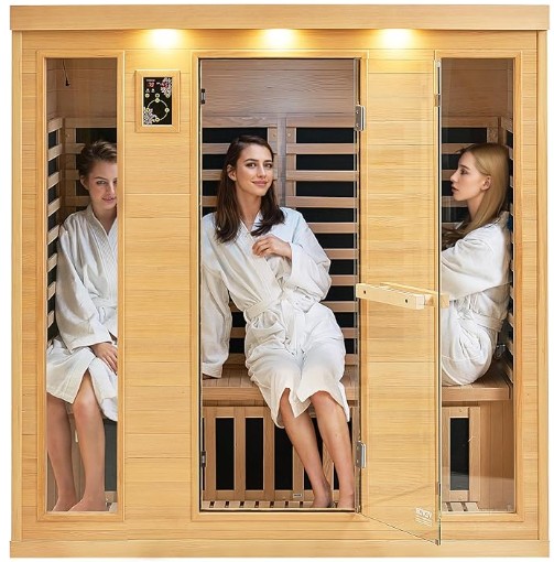 Sala de sauna infrarroja de cicuta de 4 personas interiores