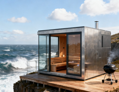 Tideside Retreat: Sauna al aire libre impermeable para todo clima